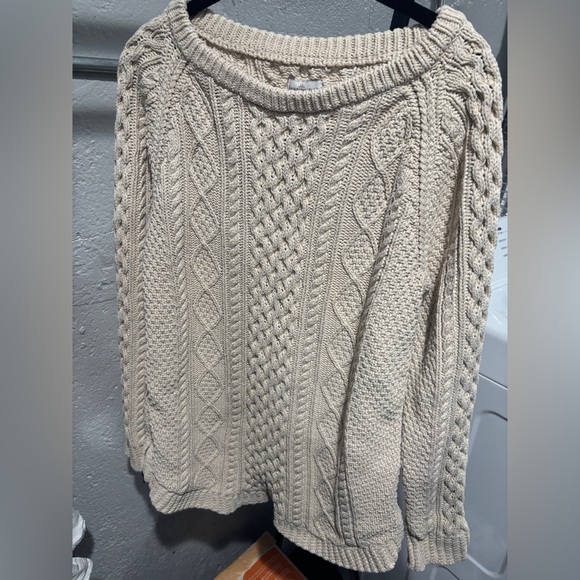 LL Bean Classic Cotton Fisherman Sweater w/ Zip detail - Picture 2 of 5